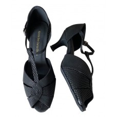 LILLIAN BLACK SNAKE - 2.5 INCH HEEL